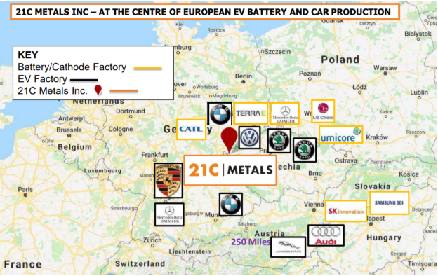 Map of 21C Metals location