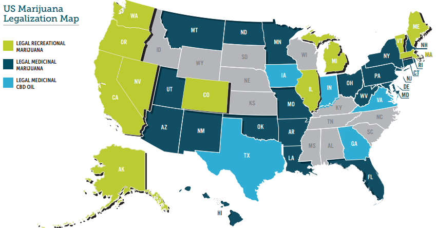 US map of legal marijuana states